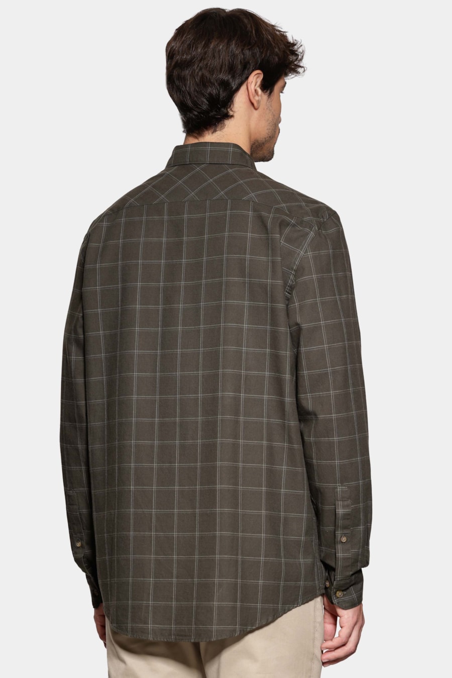 Camisa Regular Xadrez Medio Verde Escuro Com Cinza — foto 4 de 6