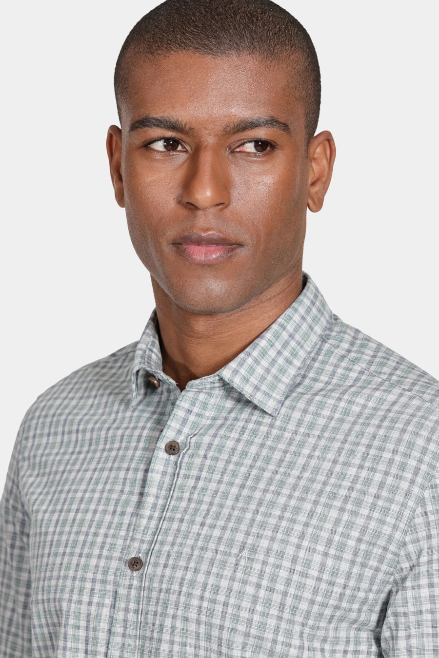 Camisa Regular Xadrez Melange Mescla Claro Com Verde — foto 3 de 5