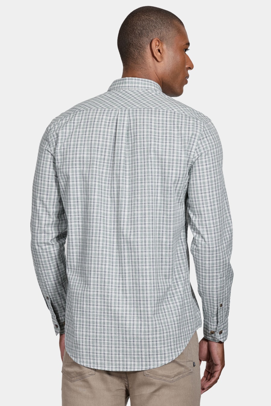 Camisa Regular Xadrez Melange Mescla Claro Com Verde — foto 4 de 5