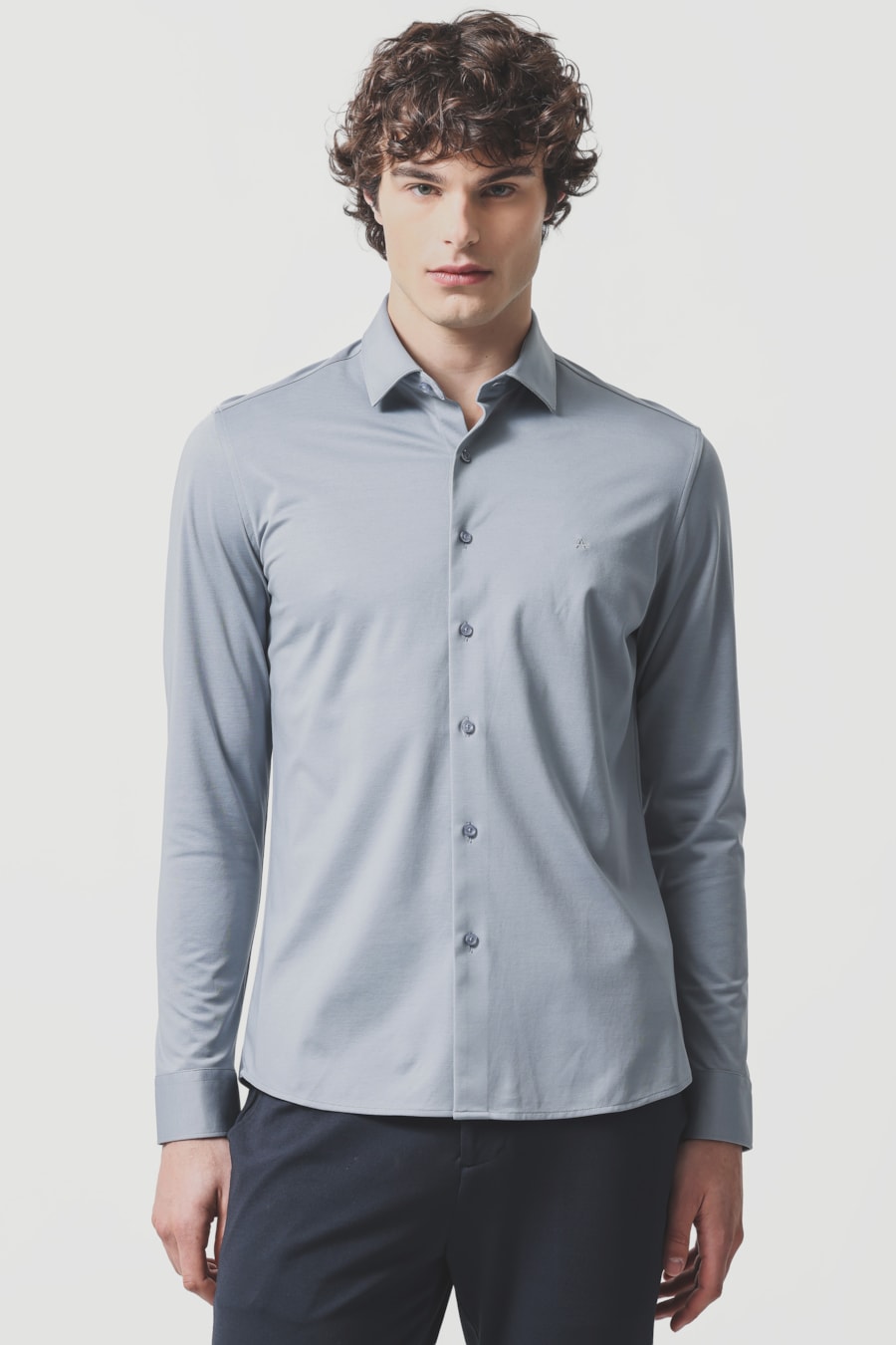 Camisa Slim A-70 Fio Duplo Mercerizado Aluminio — foto 1 de 6