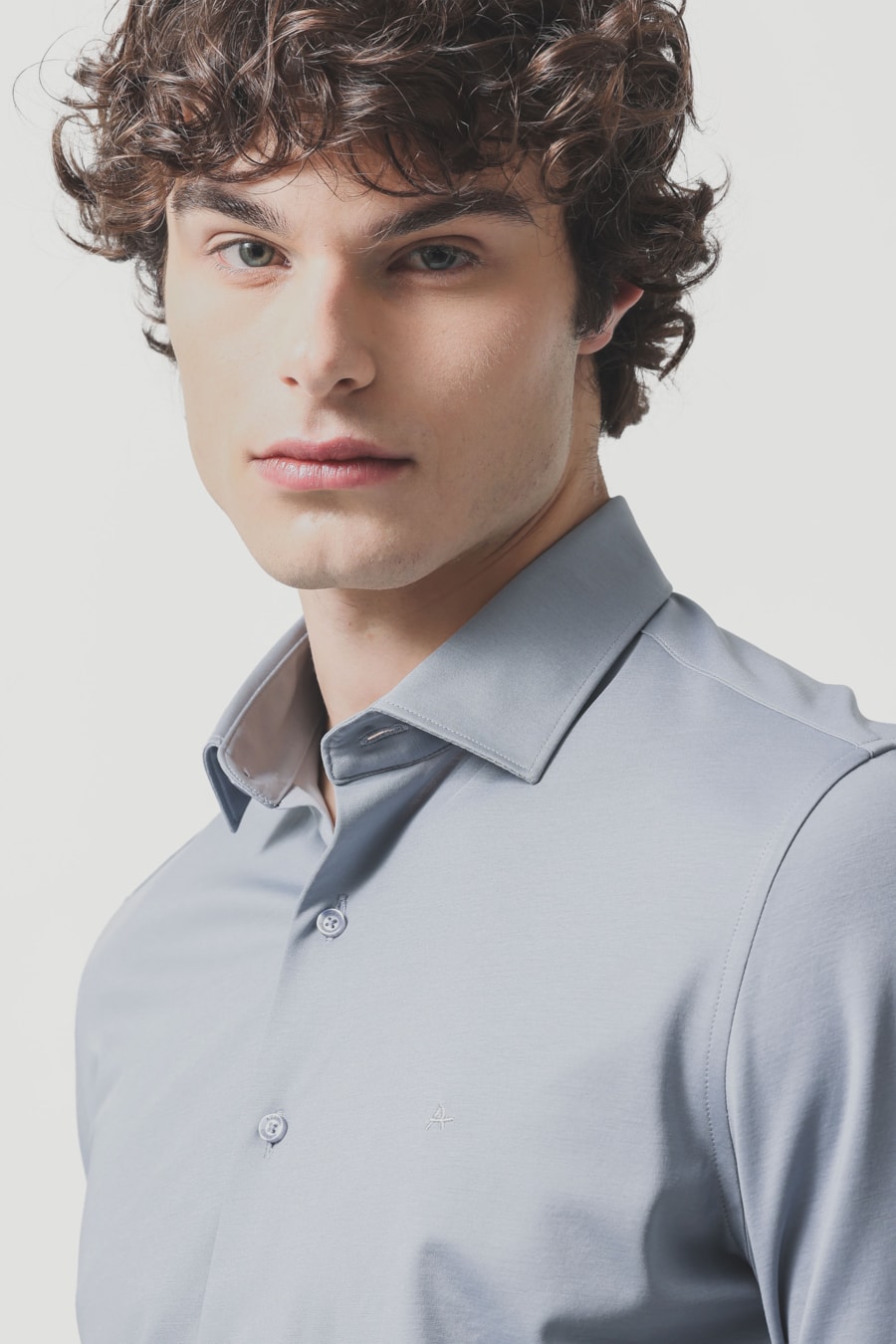 Camisa Slim A-70 Fio Duplo Mercerizado Aluminio — foto 3 de 6