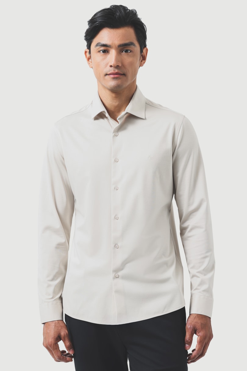 Camisa Slim A-70 Fio Duplo Mercerizado Areia