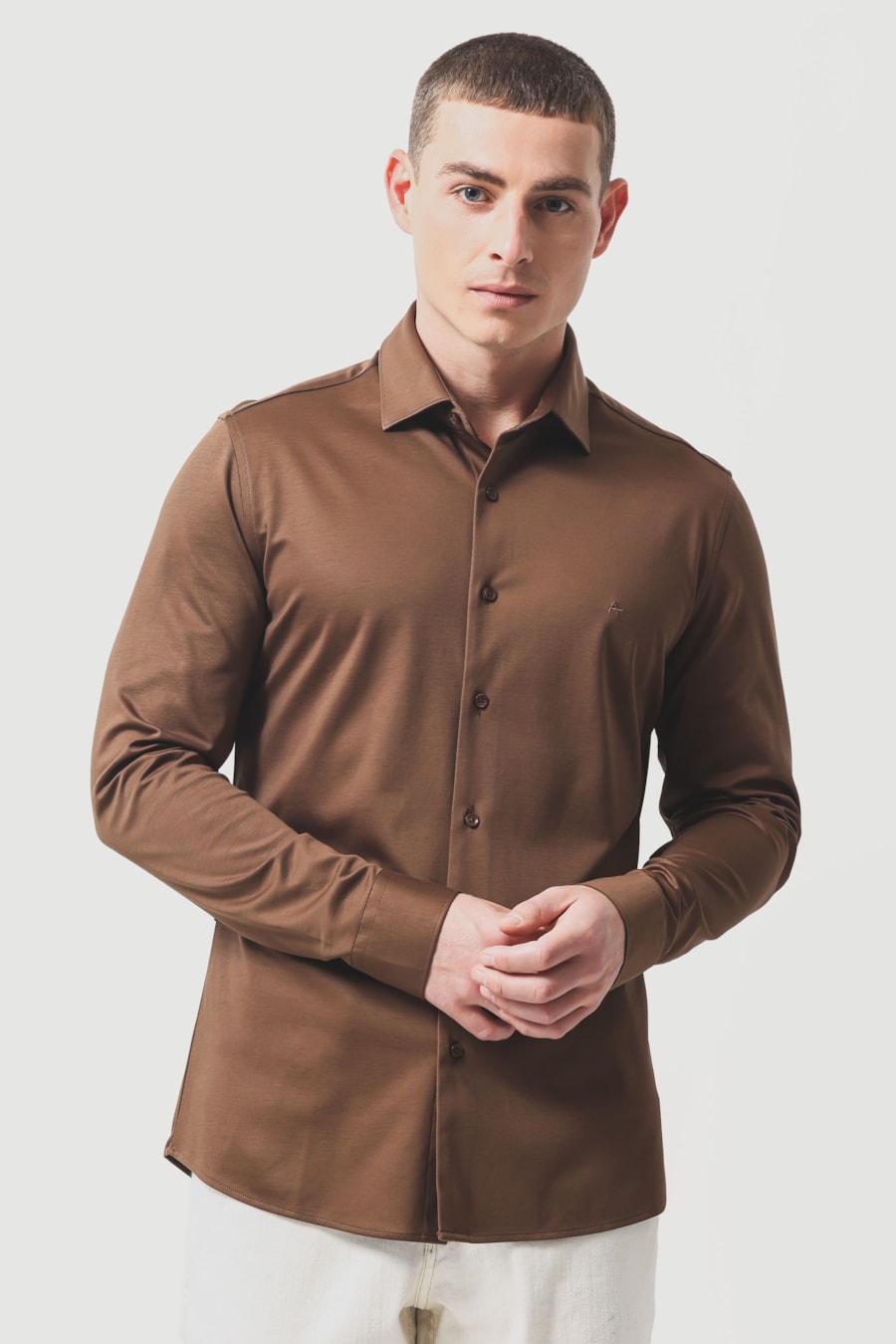 Camisa Slim A-70 Fio Duplo Mercerizado Cacau — foto 1 de 6