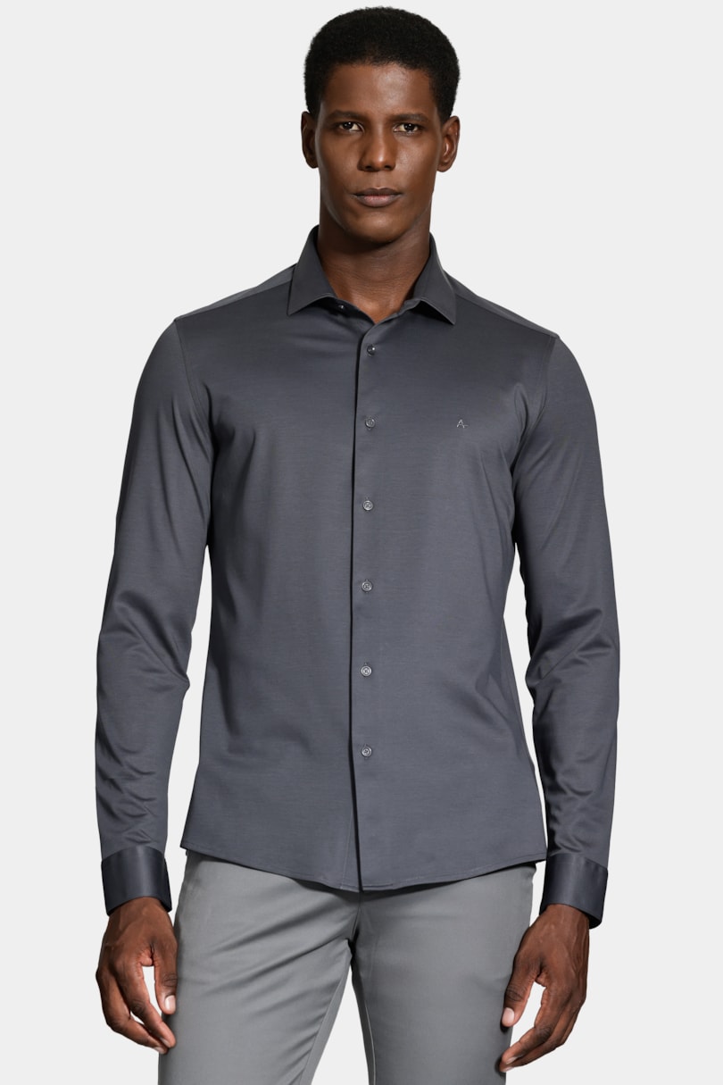 Camisa Slim A-70 Fio Duplo Mercerizado Chumbo