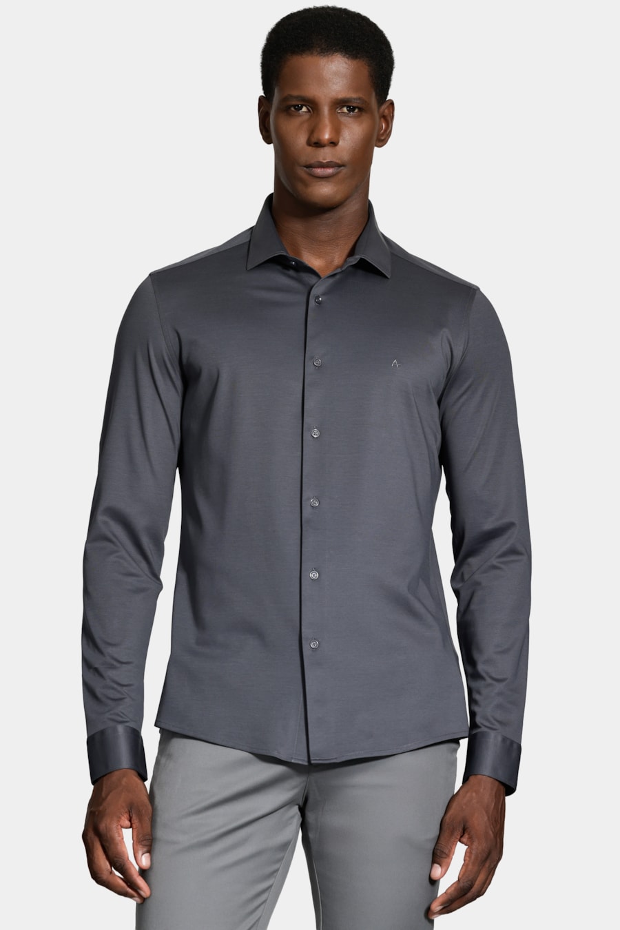 Camisa Slim A-70 Fio Duplo Mercerizado Chumbo — foto 1 de 6