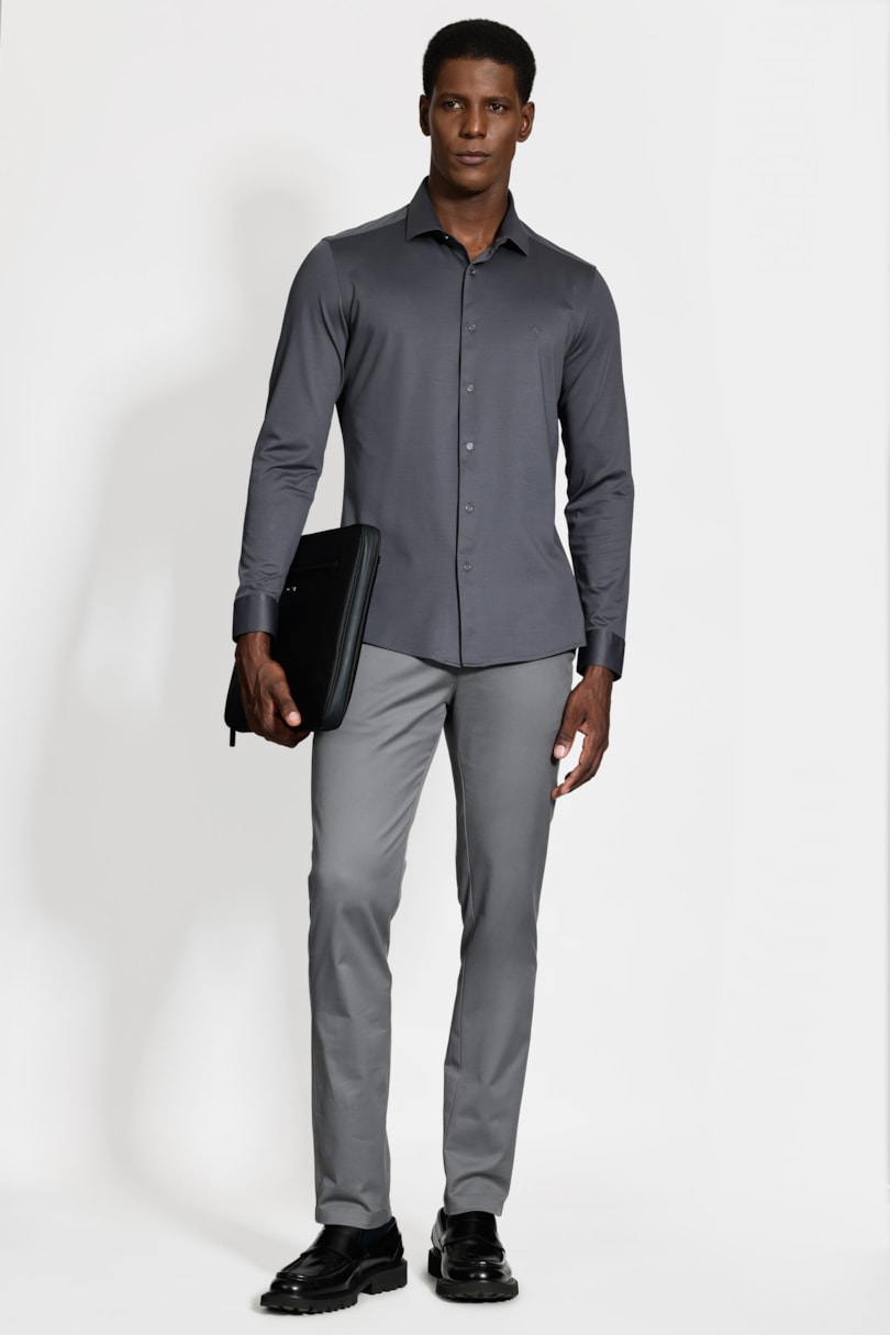Camisa Slim A-70 Fio Duplo Mercerizado Chumbo