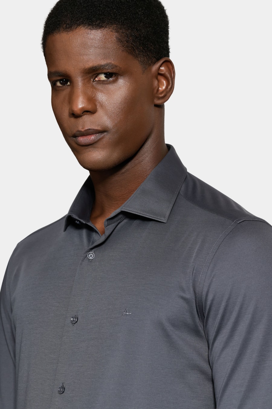 Camisa Slim A-70 Fio Duplo Mercerizado Chumbo — foto 3 de 6