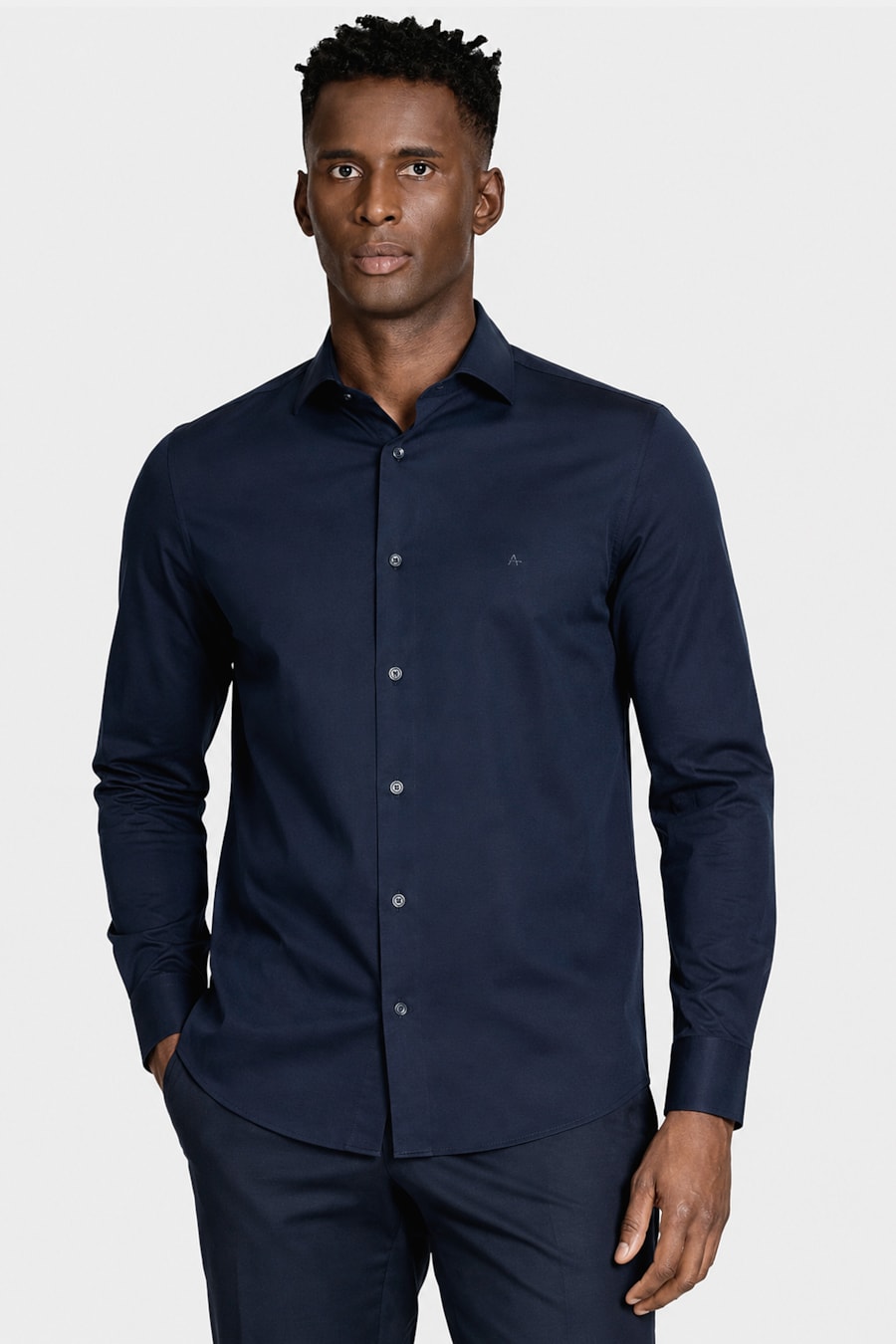 Camisa Slim A-70 Fio Duplo Mercerizado Marinho — foto 1 de 6