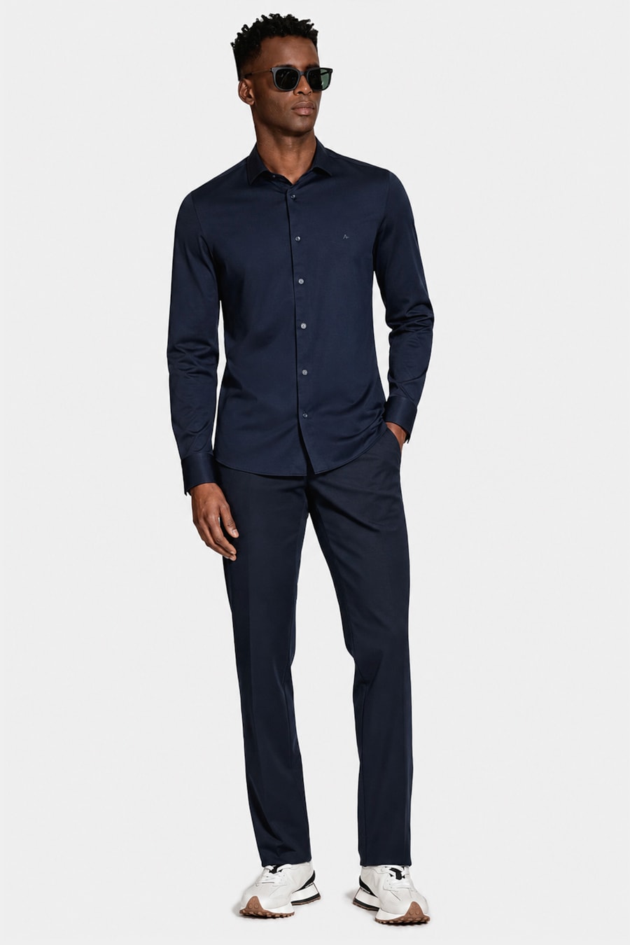 Camisa Slim A-70 Fio Duplo Mercerizado Marinho — foto 2 de 6