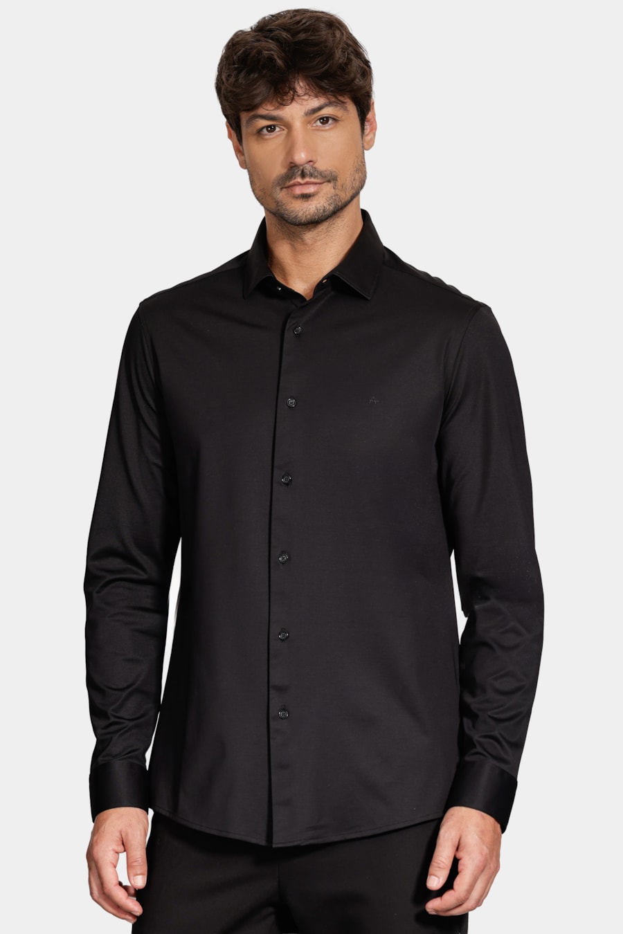Camisa Slim A-70 Fio Duplo Mercerizado Preto — foto 1 de 8