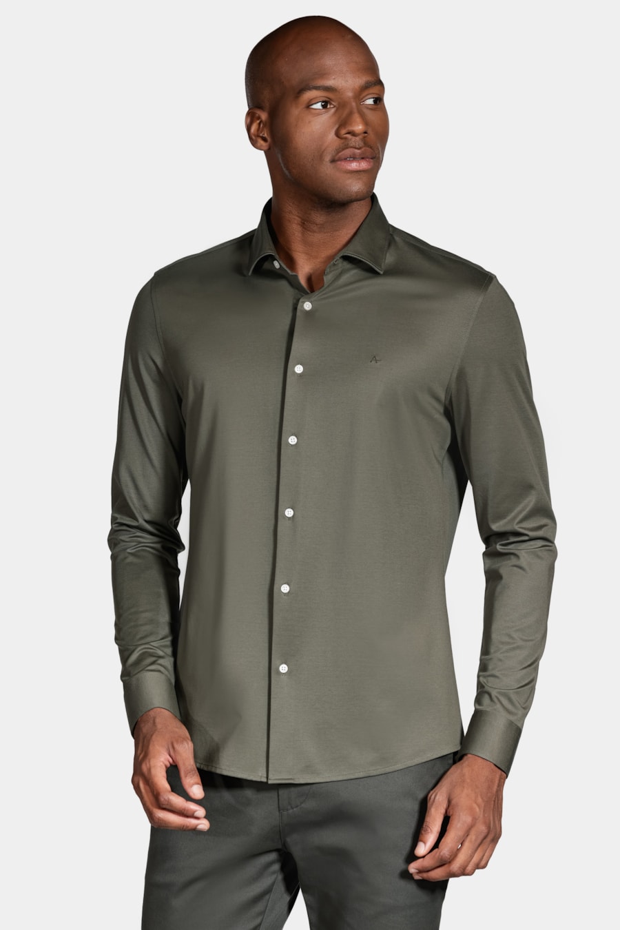Camisa Slim A-70 Fio Duplo Mercerizado Verde — foto 1 de 7