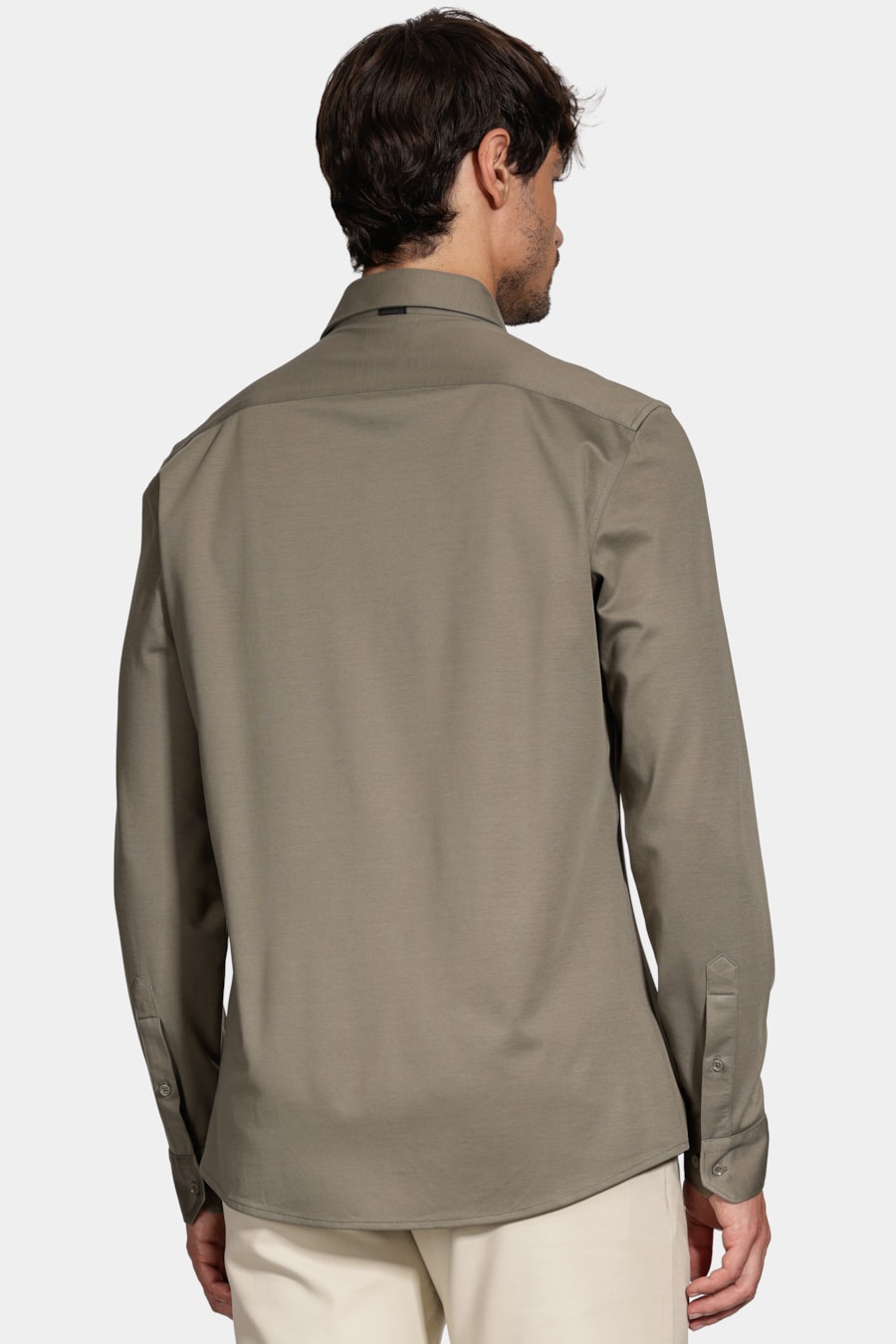 Camisa Slim A-70 Fio Duplo Mercerizado Verde Gris — foto 5 de 7