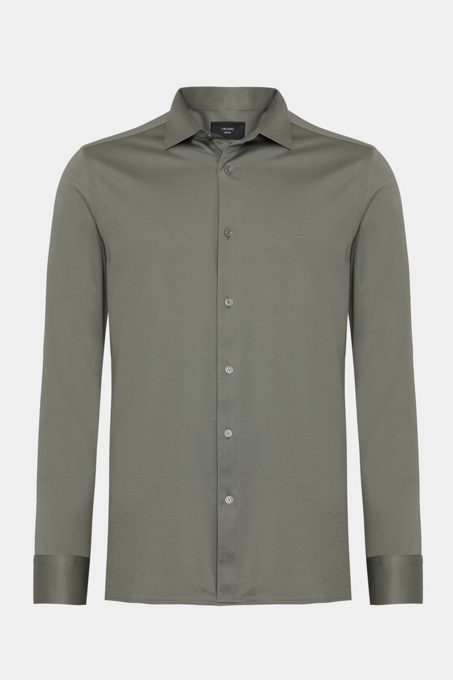 Camisa Slim A-70 Fio Duplo Mercerizado Verde Gris — foto 6 de 7