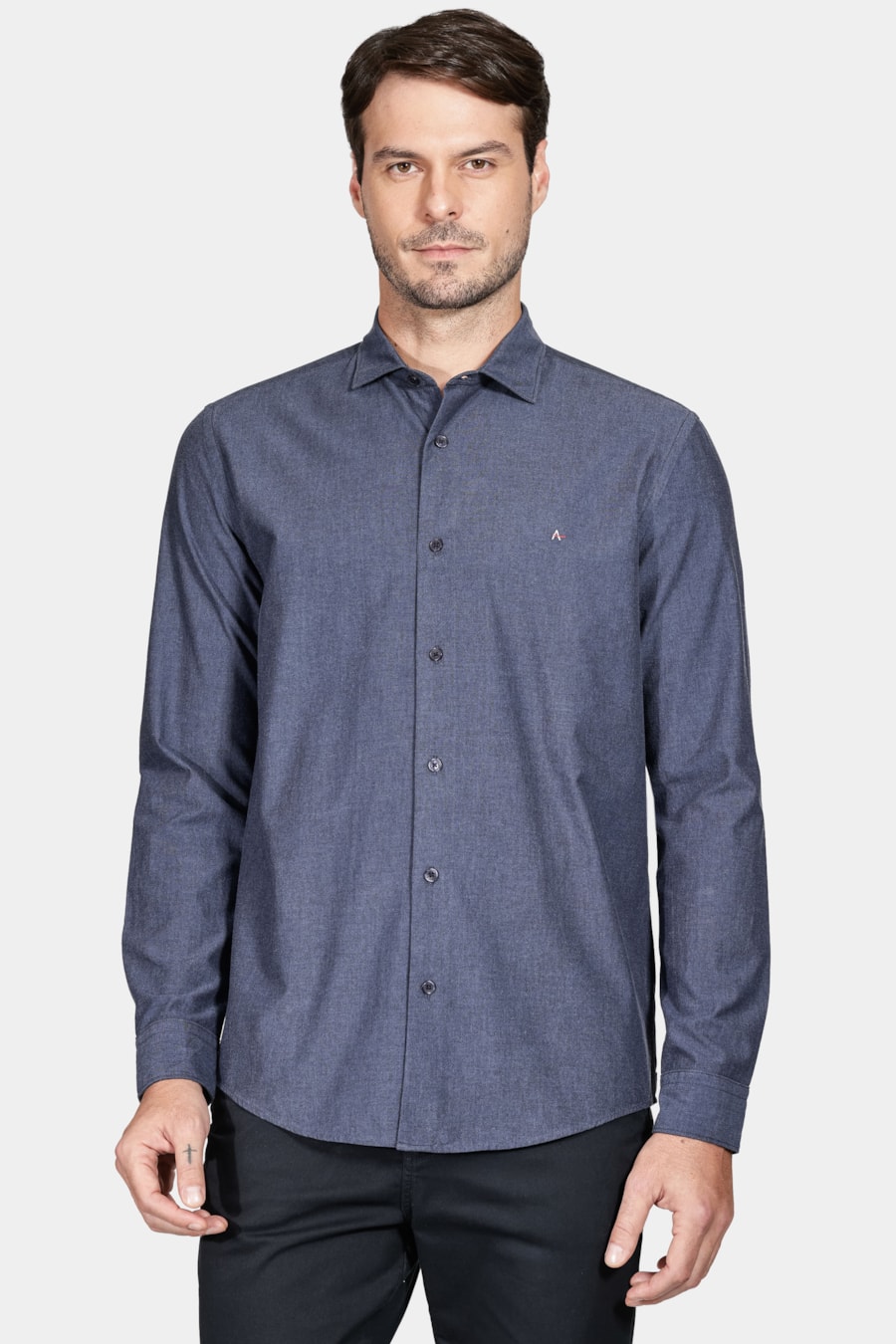 Camisa Slim Actually Liso Marinho — foto 1 de 6