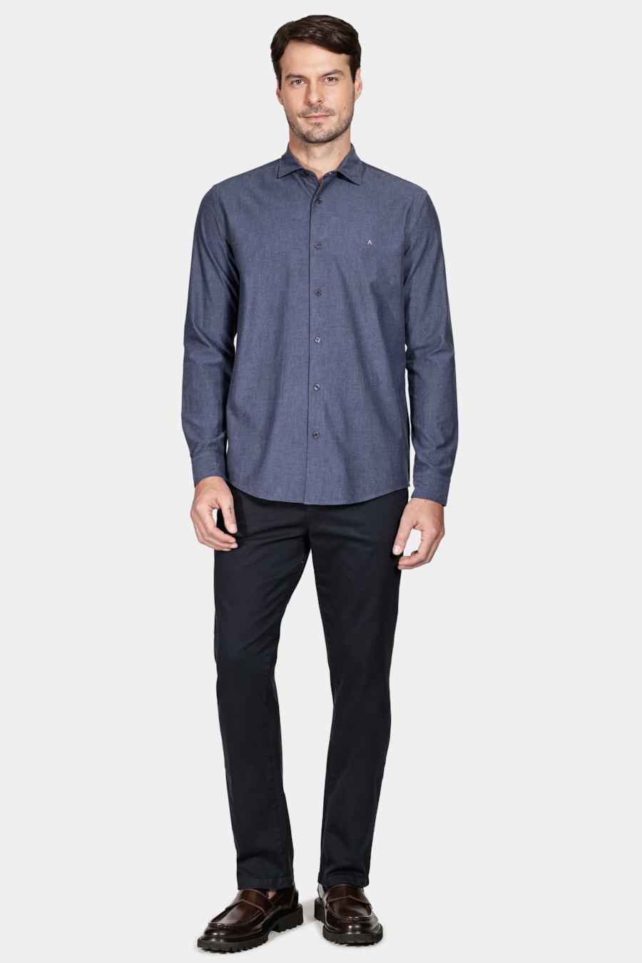 Camisa Slim Actually Liso Marinho — foto 2 de 6