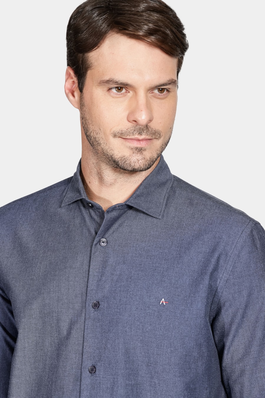Camisa Slim Actually Liso Marinho — foto 3 de 6