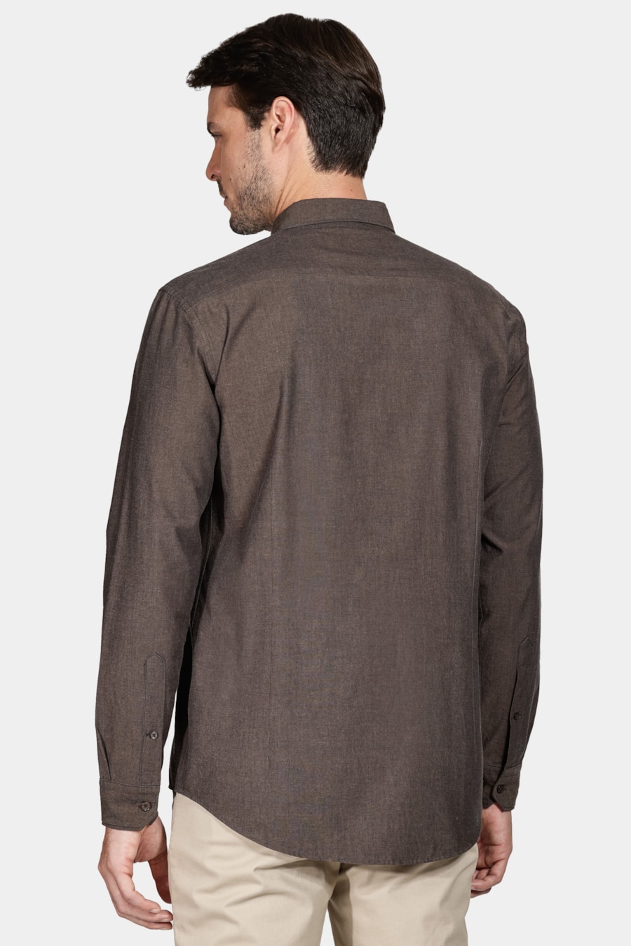Camisa Slim Actually Liso Marrom — foto 4 de 6