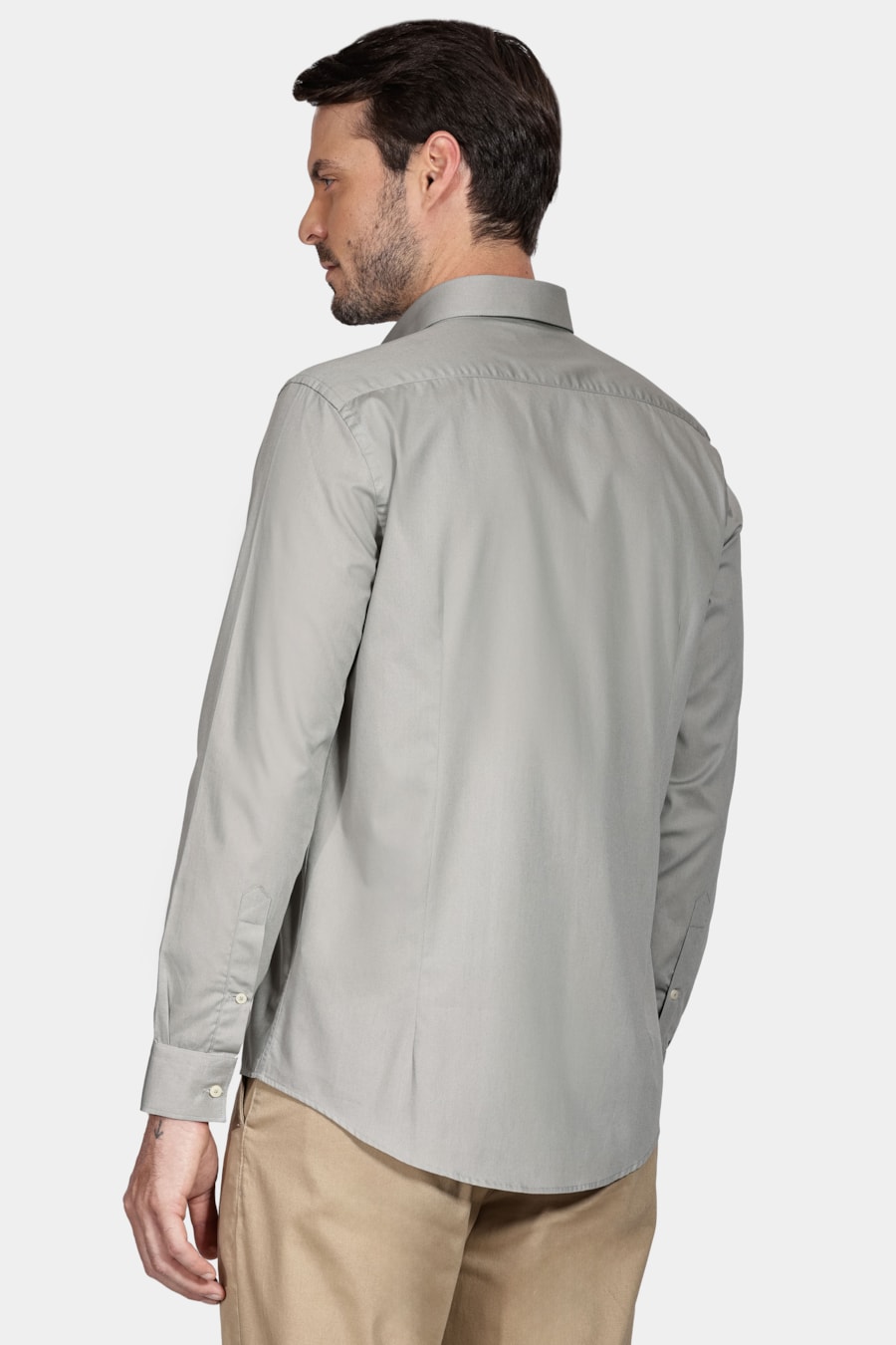 Camisa Slim Algodão Damero Verde Sálvia — foto 4 de 6