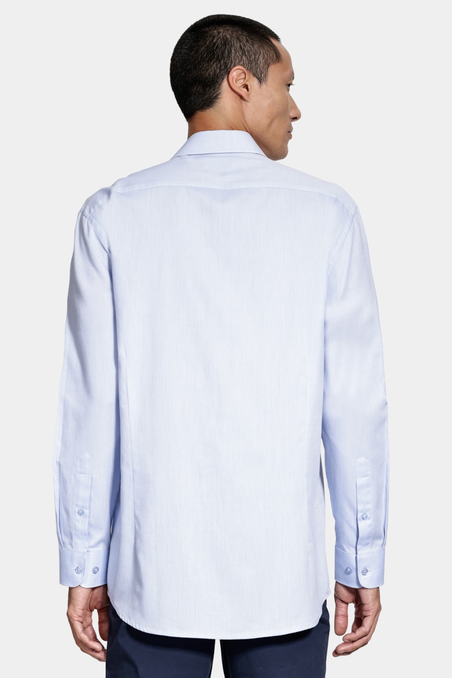 Camisa Slim Algodão Tricoline Manga Longa Azul Claro — foto 4 de 6