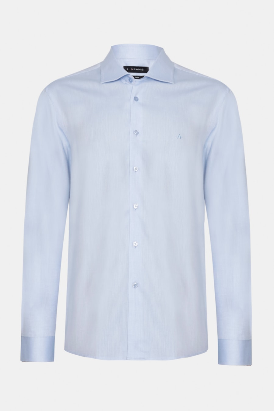 Camisa Slim Algodão Tricoline Manga Longa Azul Claro — foto 5 de 6