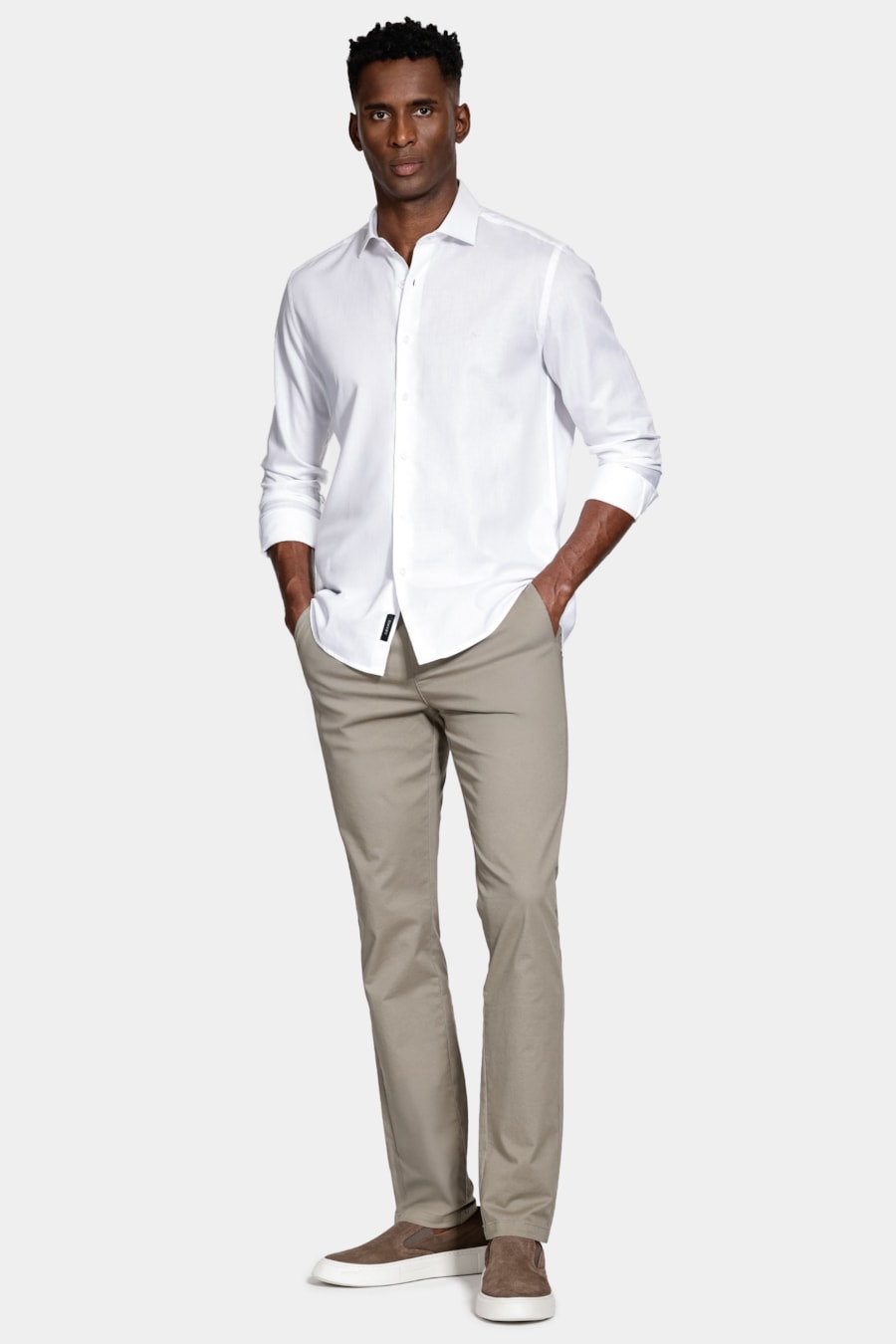 Camisa Slim Algodão Tricoline Manga Longa Branco — foto 2 de 6