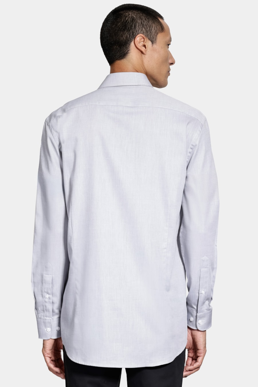 Camisa Slim Algodão Tricoline Manga Longa Cinza — foto 4 de 6