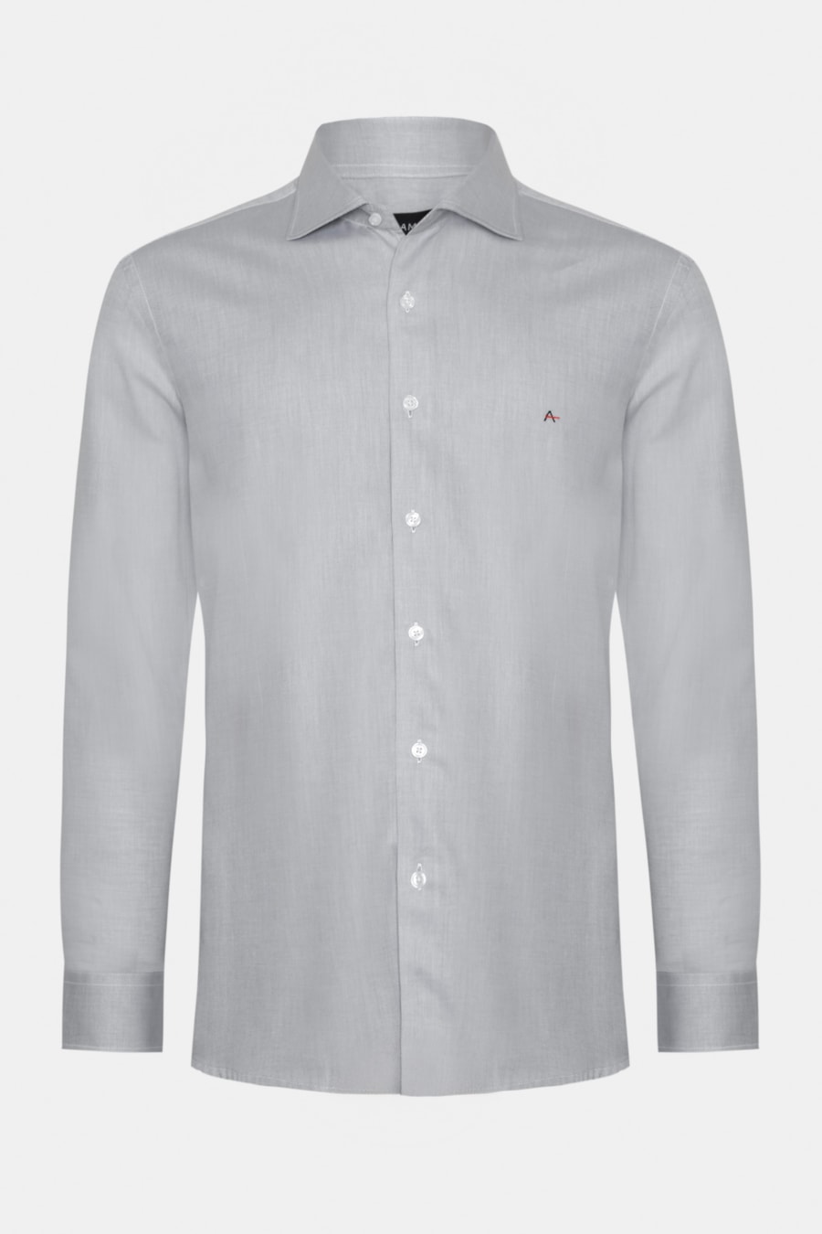Camisa Slim Algodão Tricoline Manga Longa Cinza — foto 5 de 6