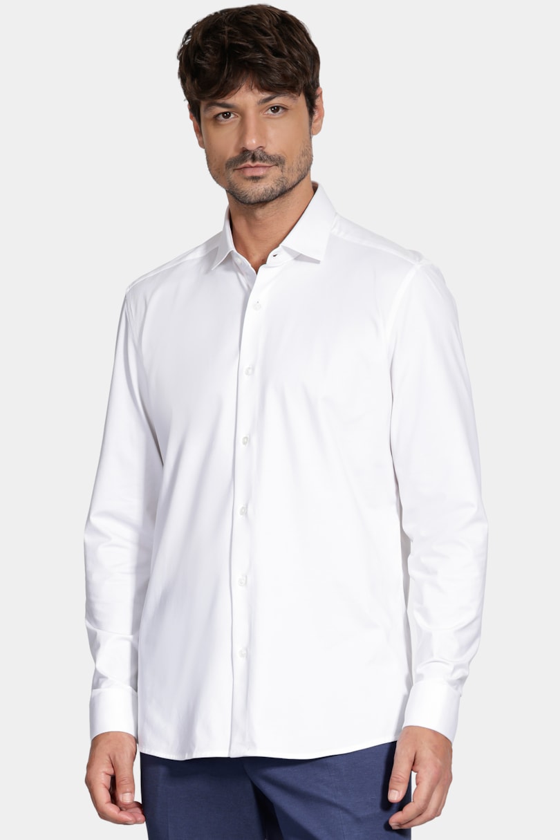 Camisa Slim Cetim de Malha Fio 120/2 Branco