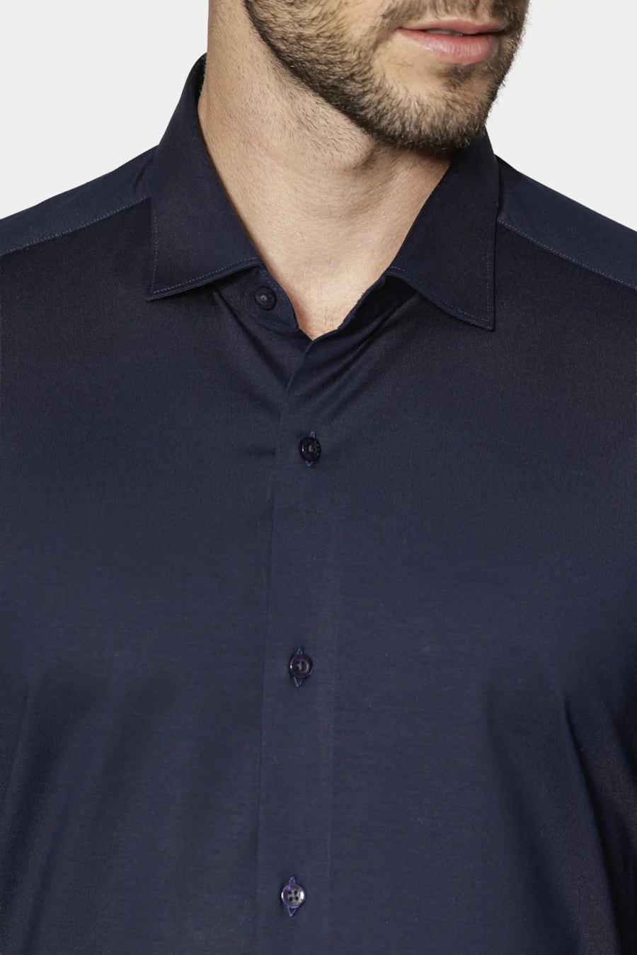 Camisa Slim Cetim de Malha Fio 120/2 Marinho — foto 3 de 7