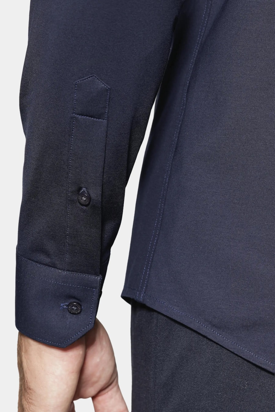 Camisa Slim Cetim de Malha Fio 120/2 Marinho — foto 4 de 7
