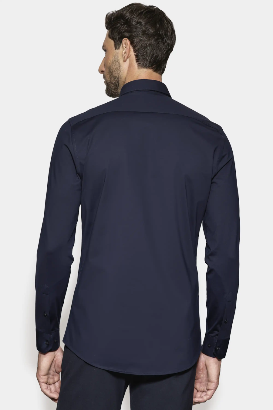 Camisa Slim Cetim de Malha Fio 120/2 Marinho — foto 5 de 7