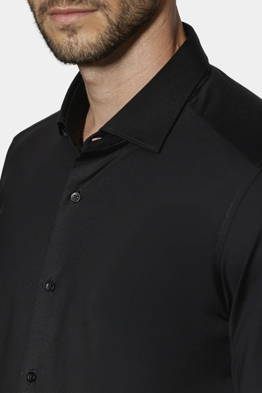Camisa Slim Cetim de Malha Fio 120/2 Preto — foto 3 de 7