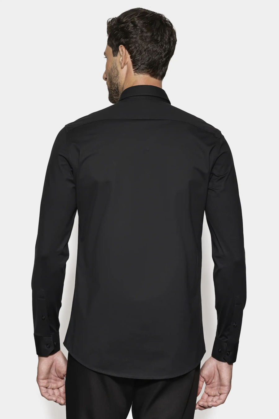 Camisa Slim Cetim de Malha Fio 120/2 Preto — foto 5 de 7