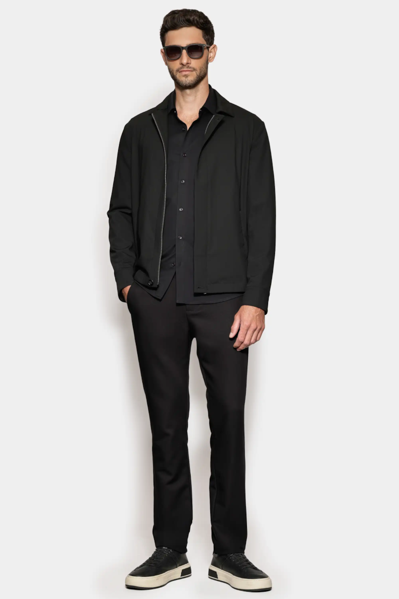 Camisa Slim Cetim de Malha Fio 120/2 Preto