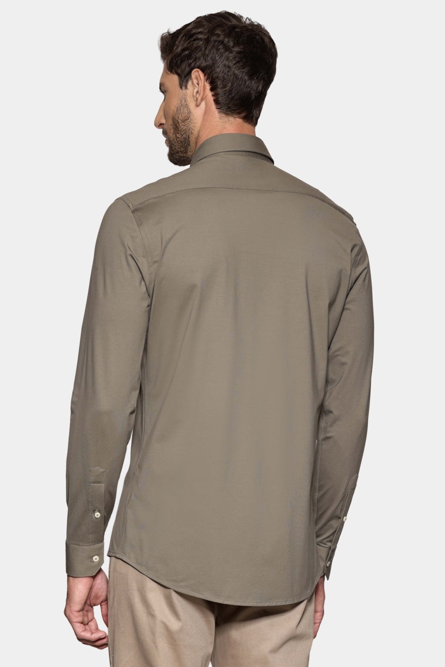Camisa Slim Cetim de Malha Fio 120/2 Verde — foto 4 de 6