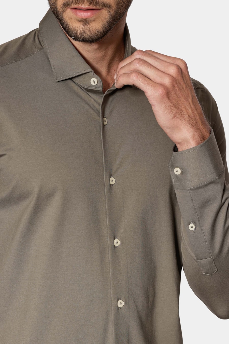 Camisa Slim Cetim de Malha Fio 120/2 Verde — foto 3 de 6