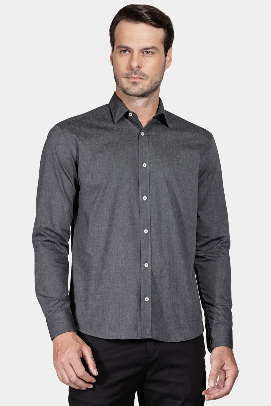 Camisa Slim Fil a Fil Antilia Preto — foto 1 de 5