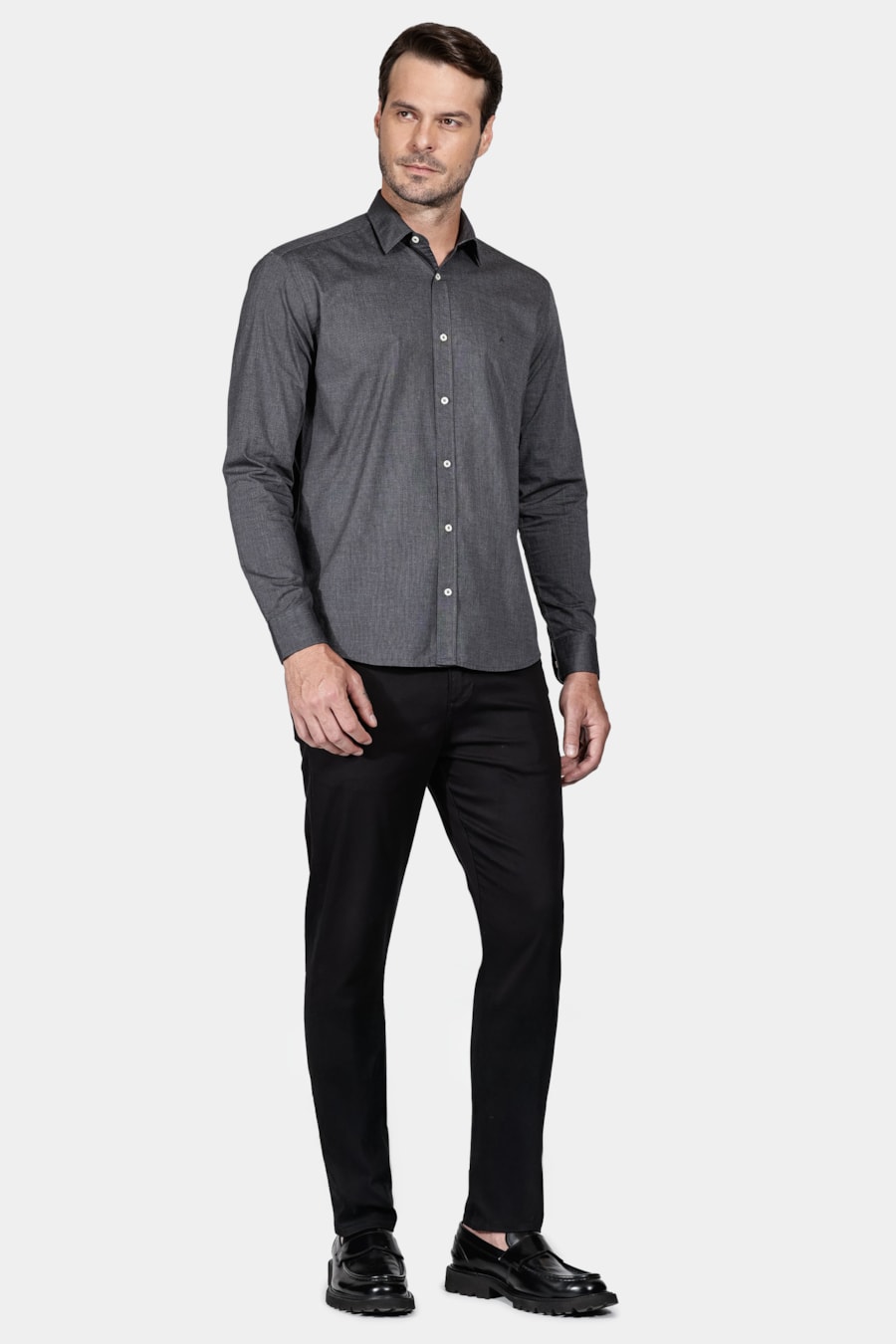 Camisa Slim Fil a Fil Antilia Preto — foto 2 de 5