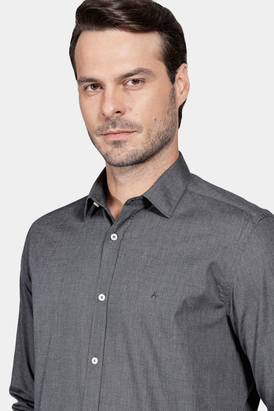 Camisa Slim Fil a Fil Antilia Preto — foto 3 de 5