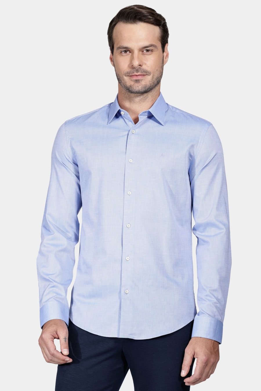 Camisa Slim Fio 50 Egípcio Petronas Azul — foto 1 de 5
