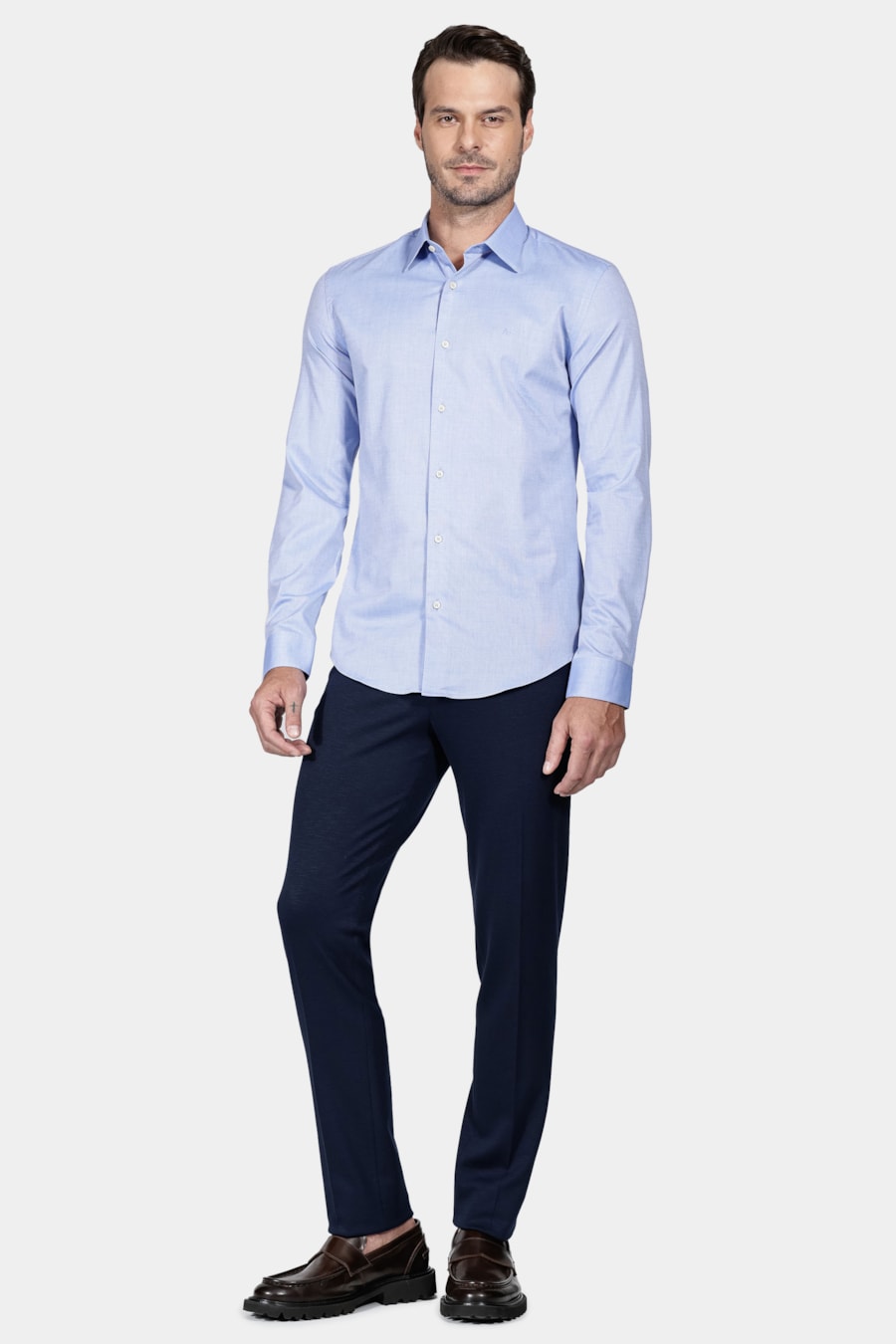 Camisa Slim Fio 50 Egípcio Petronas Azul — foto 2 de 5