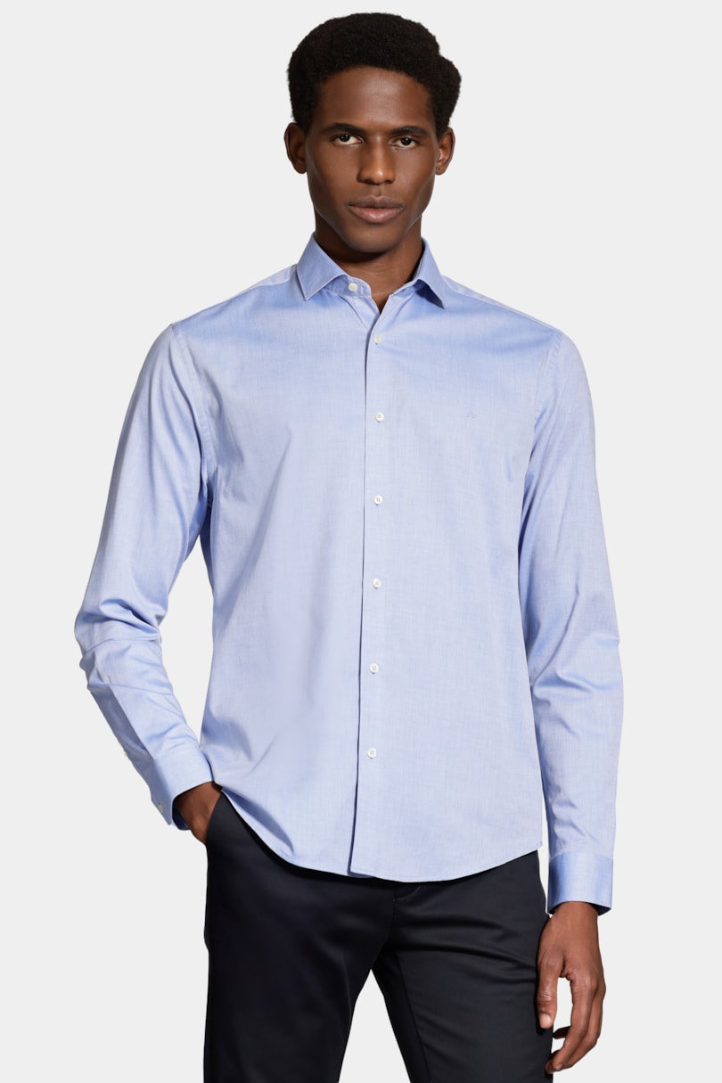 Camisa Slim Fio 50 Egipcio Petronas Azul