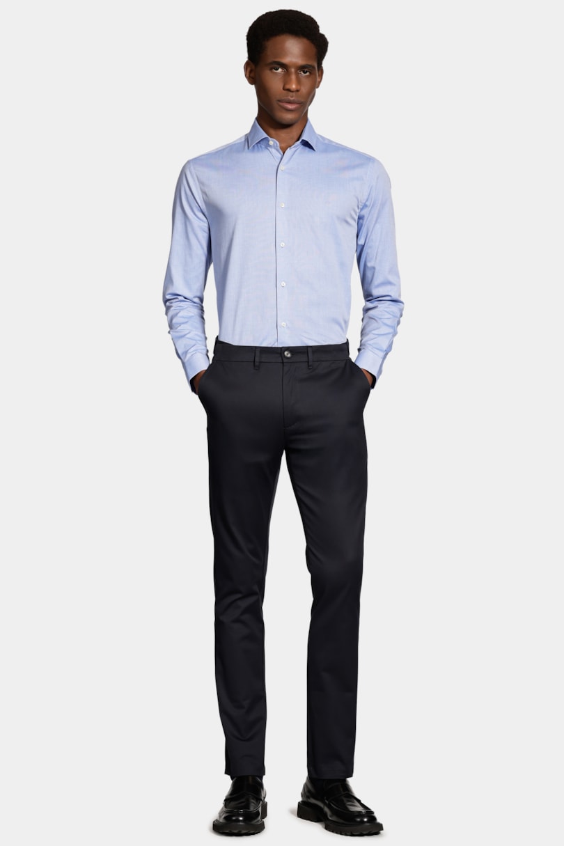 Camisa Slim Fio 50 Egipcio Petronas Azul