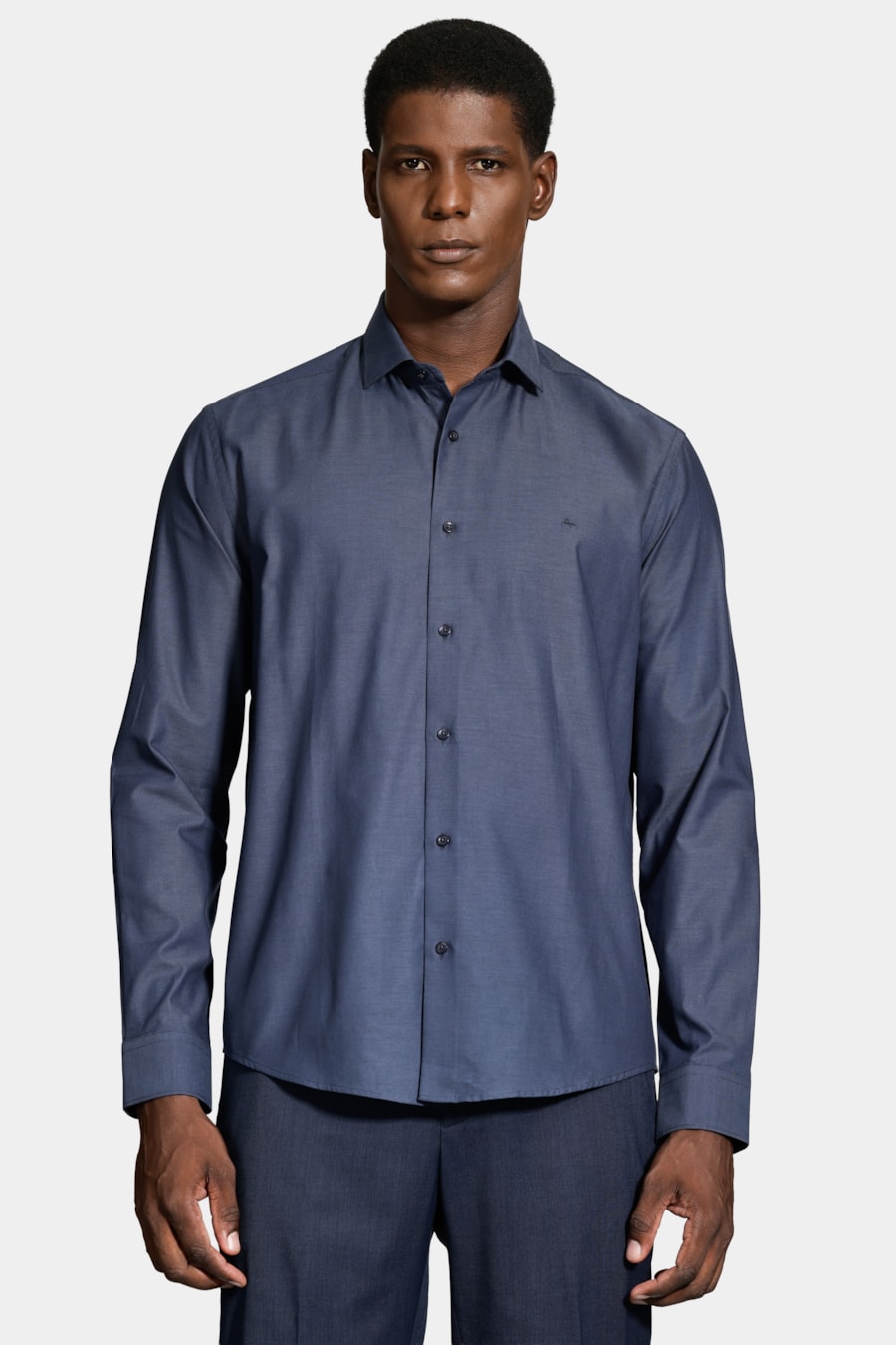Camisa Slim Fio 50 Egipcio Petronas Azul Escuro — foto 1 de 6