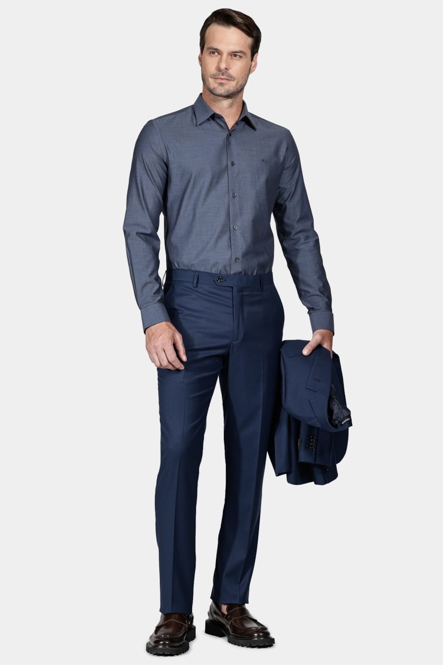 Camisa Slim Fio 50 Egípcio Petronas Marinho — foto 2 de 5