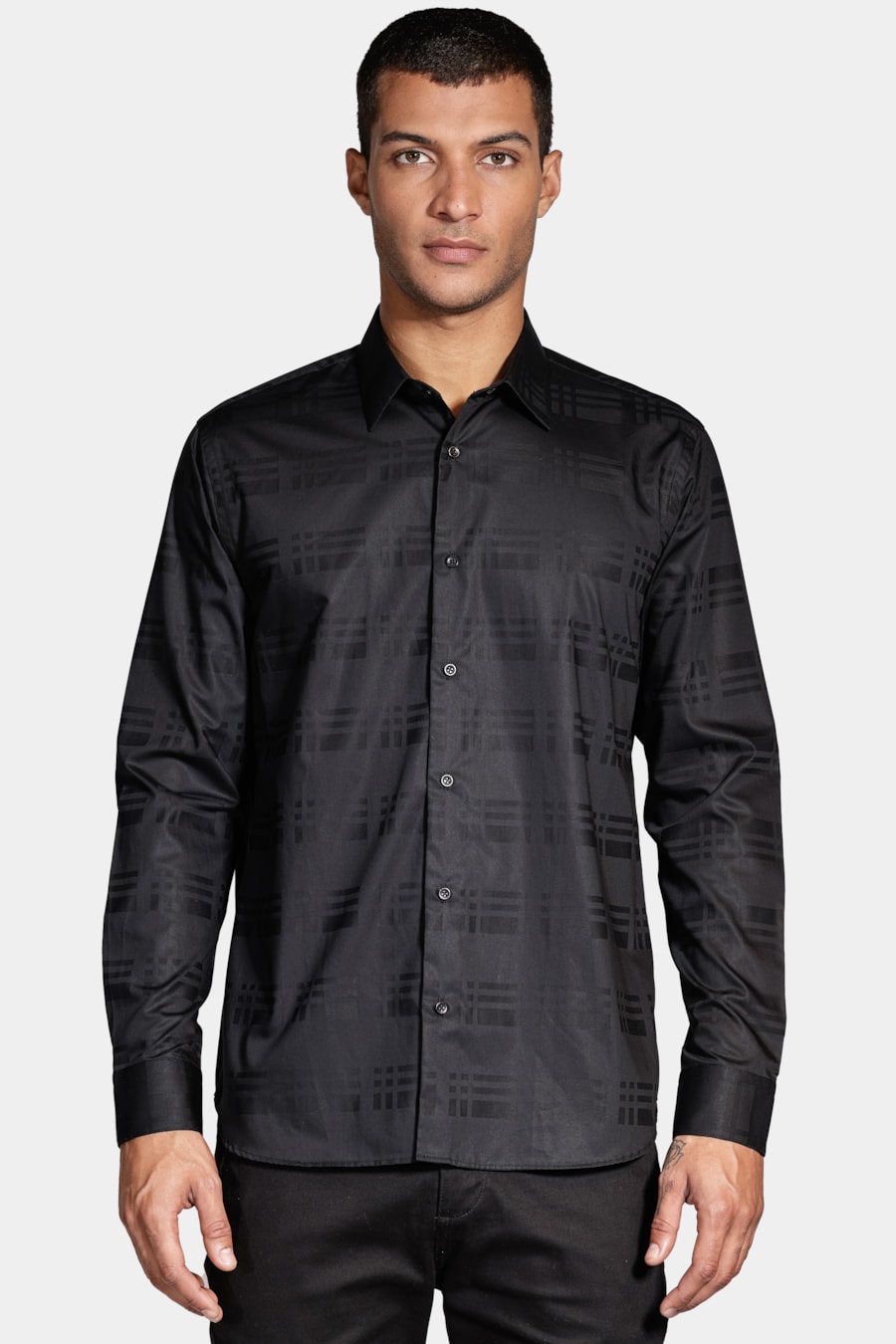 Camisa Slim Fio 60 Pima Jacquard Preto — foto 1 de 6