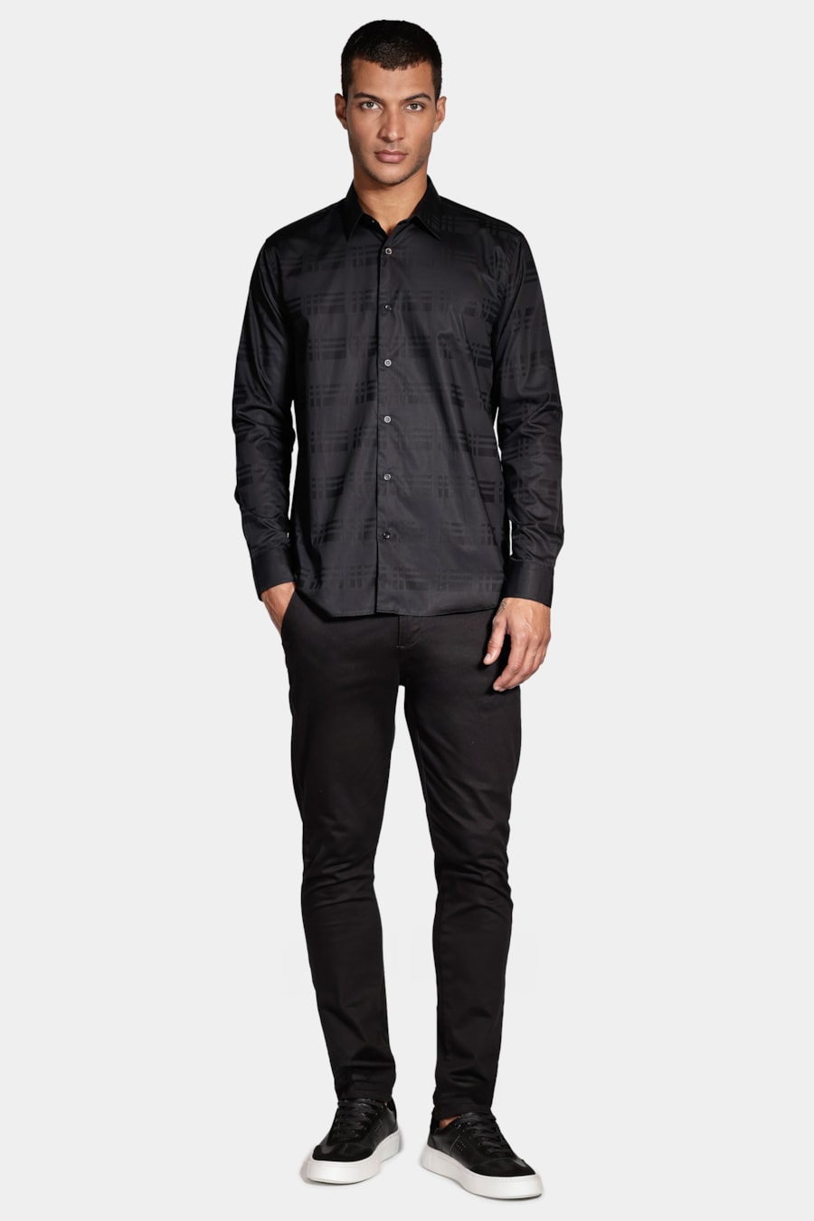 Camisa Slim Fio 60 Pima Jacquard Preto — foto 2 de 6