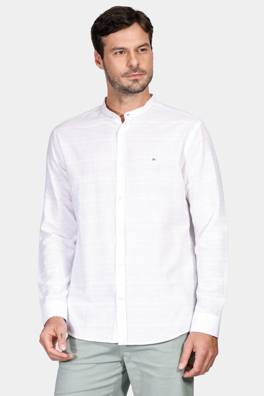 Camisa Slim Gola Padre Maquinetado Branco — foto 1 de 6
