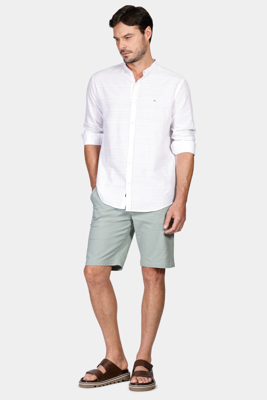 Camisa Slim Gola Padre Maquinetado Branco — foto 2 de 6