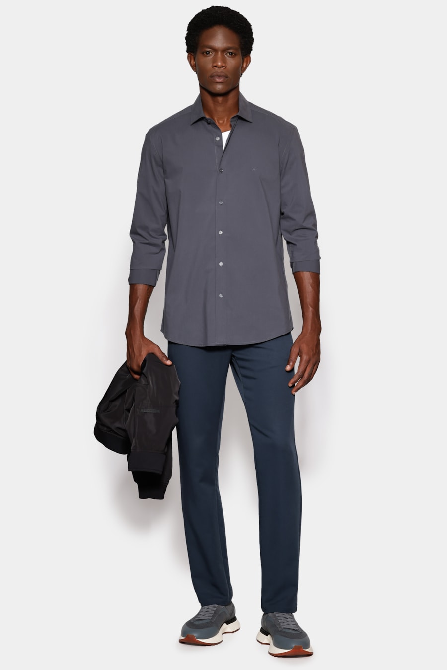 Camisa Slim Lisa Fio 60 Carbon Touch Chumbo — foto 2 de 6